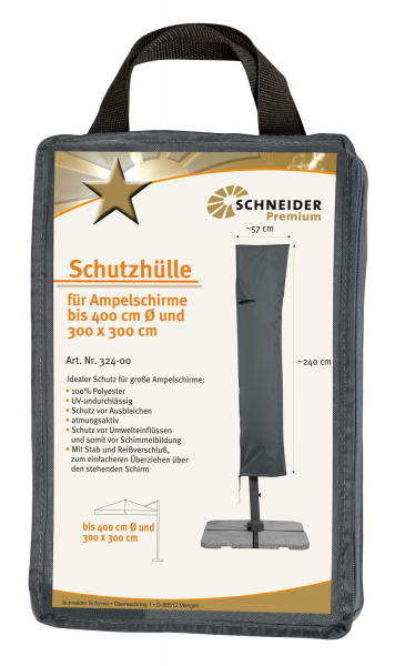 Schneider Premium-Schutzhülle für Ampelschirme bis 400cm Ø und 3x3m (mit RV und Stab)